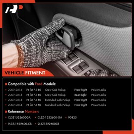 A-Premium Interior Door Handle Compatible with Ford F150 2009 2010 2011 2012 2013 2014, Chrome Lever Black Housing, Front or Rear Right Passenger Side, Replace# 9L3Z-1522600-CB, CL3Z-1522600-GA