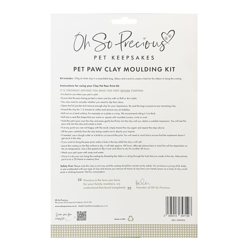 Clay Pet Paw Impression Kit | Clay Moulding Keepsake for