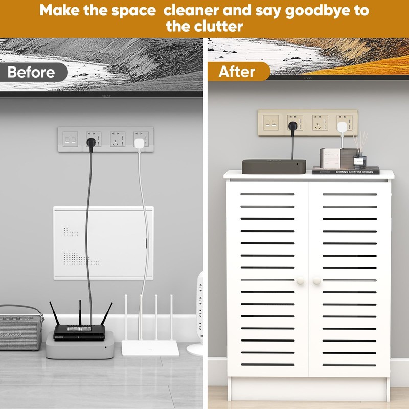 WYJREES WiFi Router Storage Cabinet, Multi-Functional Router Storage Box, Floor