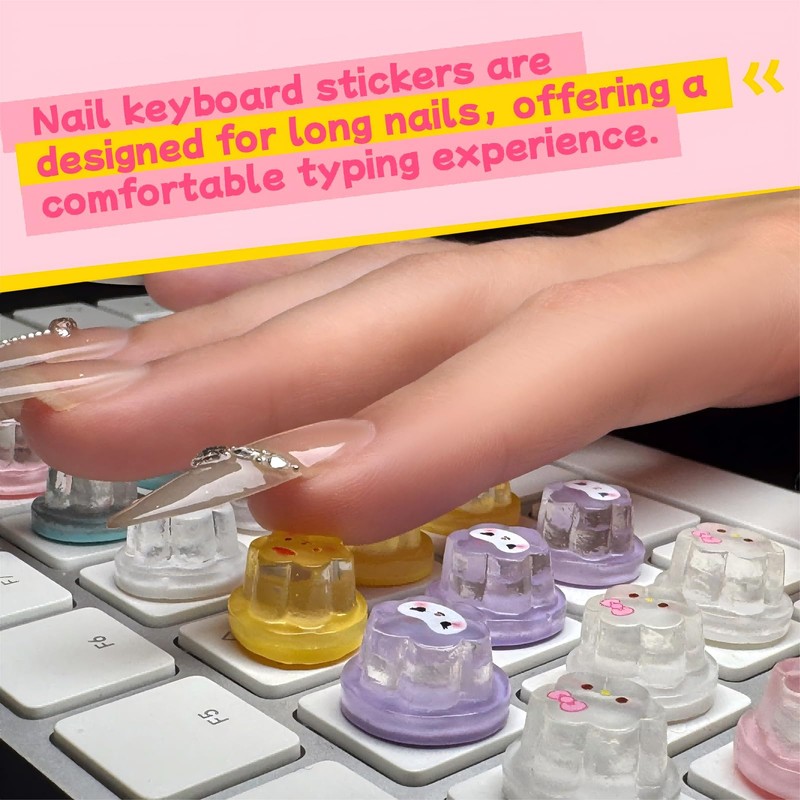 Hiupgo Raised Keyboard Stickers for Long Nails - Comfortable Typing