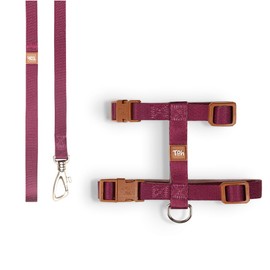 TOH Cat Harness Set, Stylish Design with Adjustable Straps, Easy to Use and Comfortable Cat Harness and Leash, Perfect for Cats Training Outdoor Walking, Burundy Khaki