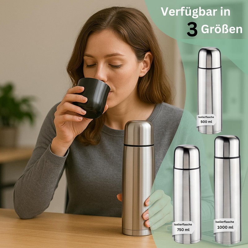 Thermos Flask Stainless Steel Thermos Flask with Cup 1000 ml