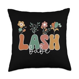 Flower Lash Babe Lash Tech & Eyelash Stylist Babe Flower Artist Eyelash Tech Lash Throw Pillow, 18x18, Multicolor