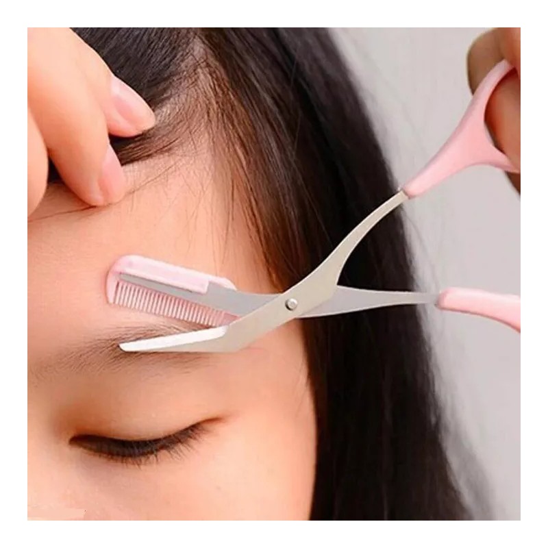 QIANLONG Tijeras Con Peine Para Cejas Depilación Aseo Facial Pestañas