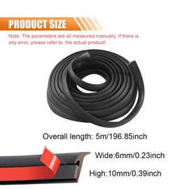 ZIMISI 5M/16.5FT Self Adhesive T-Shape Rubber Seal Strip, Universal Car Windshield Edge Moulding Protector Trim, Soundproof Weather Draft Filler Strip for Car Truck (6×10mm)