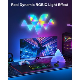 Triangle LED Lights for Gaming Setup, RGB Triangle Wall Lights for Bedroom, Smart Home Light Panels Works with Alexa Google Assistant,APP/Voice/Remote Controlled,Music Sync Gaming Room Decor,12 Pack