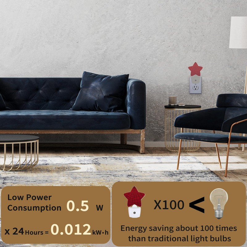 Red Spider Web Night Lights Plug into Wall with Dusk