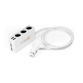Technaxx Car Charger Mount Holder TE11 with 4 Port USB Port and 3-Way In-Car Distributor for Smartphone/Tablet