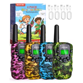 Walkie Talkies for Kids 4 Pack Outdoor Toys Games for Boys Girls 3 Miles Long Range Walkie Talkie Rechargeable with Clear Sound Camping, Hiking, Birthday Gifts for 3 4 5 6 7 8 9 10 11 12 Year Old Kids