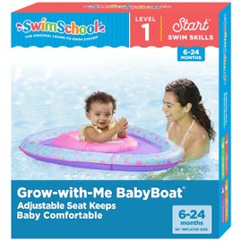 SwimSchool Lil’ Narwal Baby Pool Float - 6-24 Months - Infant Swim Float with Splash & Play Activity Center and Safety Seat - Pink