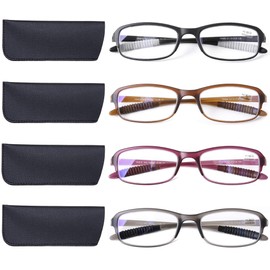 DOOViC 4 Pack Computer Reading Glasses Blue Light Blocking Anti Eyestrain Flexible Lightweight Readers for Women Men 2.5 Strength