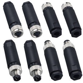 Lonlonty M8 3 Pin Male & Female Socket Panel Aviation Wire Connector,8mm Industrial Circular Sensor Connector,Outdoor Waterproof IP67 A Coding,4 Sets