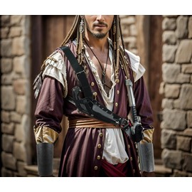 XGOPTS Medieval Leather Shoulder Sword Strap Adjustable Renaissance Sword Holster Shoulder Back Sheath LARP Sword Frog Holder