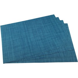 WAZAIGUR Placemats Easy to Clean Crisscross Woven Vinyl Place Mats Durable Non-Slip Heat Resistant Table Mats Placemats for Kitchen Table Set of 4,Blue
