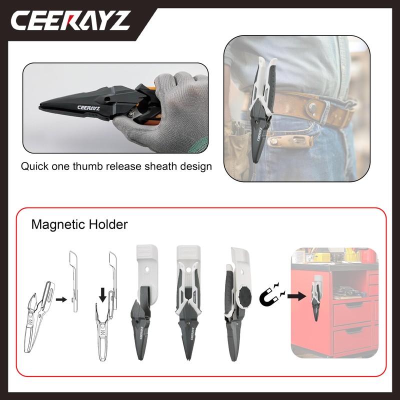 CEERAYZ 185mm Notch Scissors All Purpose Heavy Duty, Garden Shears,