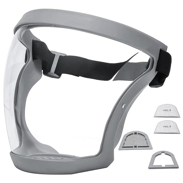Face Shield | Reusable Full Face Protection Large Transparent Face Shield | Safety Industrial-Masks | Anti-Fog Full Faceshields Guard for Protection Eyes (Grey)