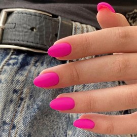 Xcreando Uñas Postizas Cortas Con Pegamento En Color Neón, Uñas Postizas Cortas, Uñas Almendradas Medianas, Uñas Ovaladas Y Redondas Para Mujeres, Uña