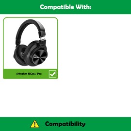 Professional Replacement Earpads Cushions Compatible with Srhythm NC75 Pro NC 75 Headphones Ear Pads with Softer Leather Foam