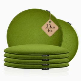 Ampara - Set of 4 Chair Cushions Round 33 cm - Non-Slip & Cosy - Felt Seat Cushion Round | for Chair, Bench, Stool etc. (Green)