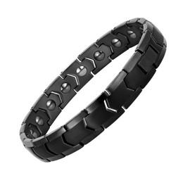 Pulsera Magnética,Pulseras Hombre,Joyeria Hombre,Regalos para Hombre,Longitud Ajustable,Regalos Conmemorativos de Navidad y San Valentín(Negro）