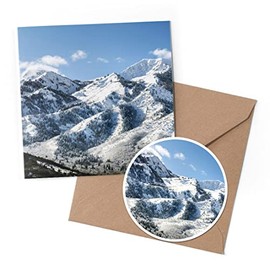 1 x Greeting Card & 10 cm Round Sticker Set - Utah Wasatch Mountains USA America - Birthday Thank You Friend Lover Fan Mum Dad Kids #24363