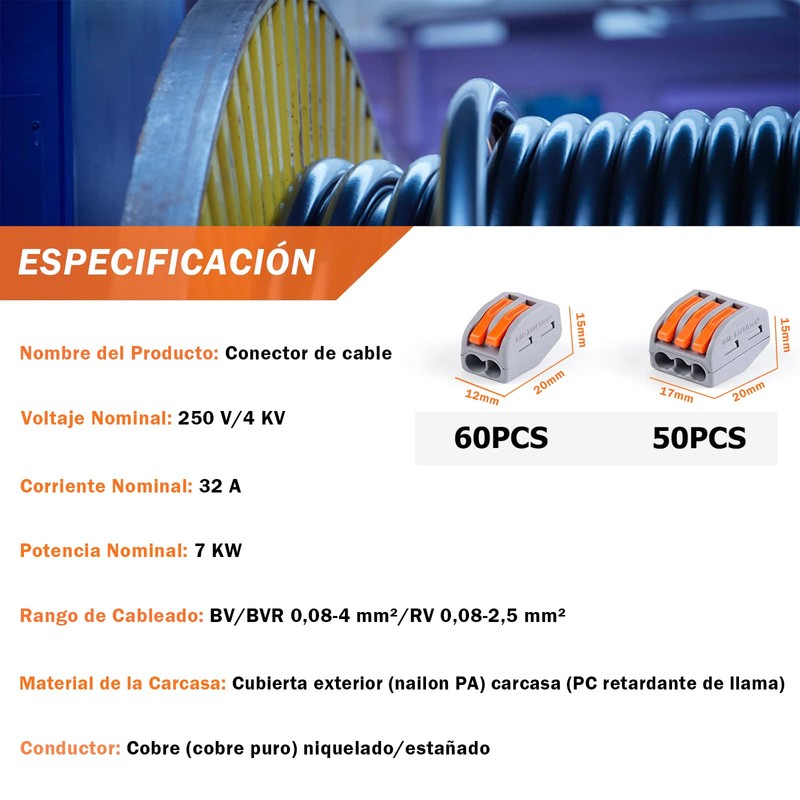 Conectores de Bloque de Terminal de Cable, 110 Piezas Conectores