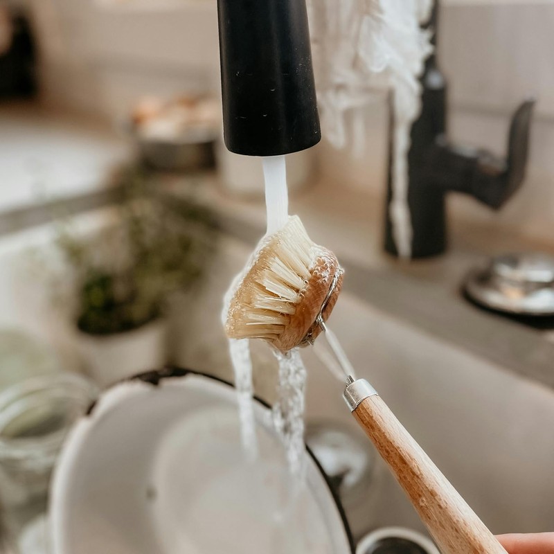 Tabanzhe Wooden Washing Up Brushes-4PCS Replacement Brush Heads for Bamboo