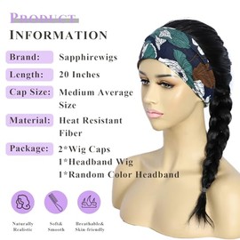 SAPPHIREWIGS Pelucas sintéticas negras con diadema y ondas corporales para mujer de 20 pulgadas.
