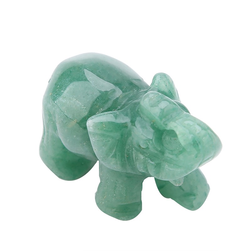 2inch Natural Jade Carved Elephant Crystal Figurine Home Decoration Furnishing