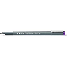 STAEDTLER 308 05-6 VE Pigment Liner (Fineliner with High-Quality Pigment Ink, Waterproof, Fade-resistant, Indelible, Line Width 0.5 mm, Case with 10 Pigment Liners) Purple