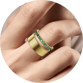 Hexasider 14K Gold Plated Ring Stack for Oura Ring Gen 4/4 Ceramic/Gen 3, Cubic Zirconia Simulated Diamond Oura Stackable Rings for Women