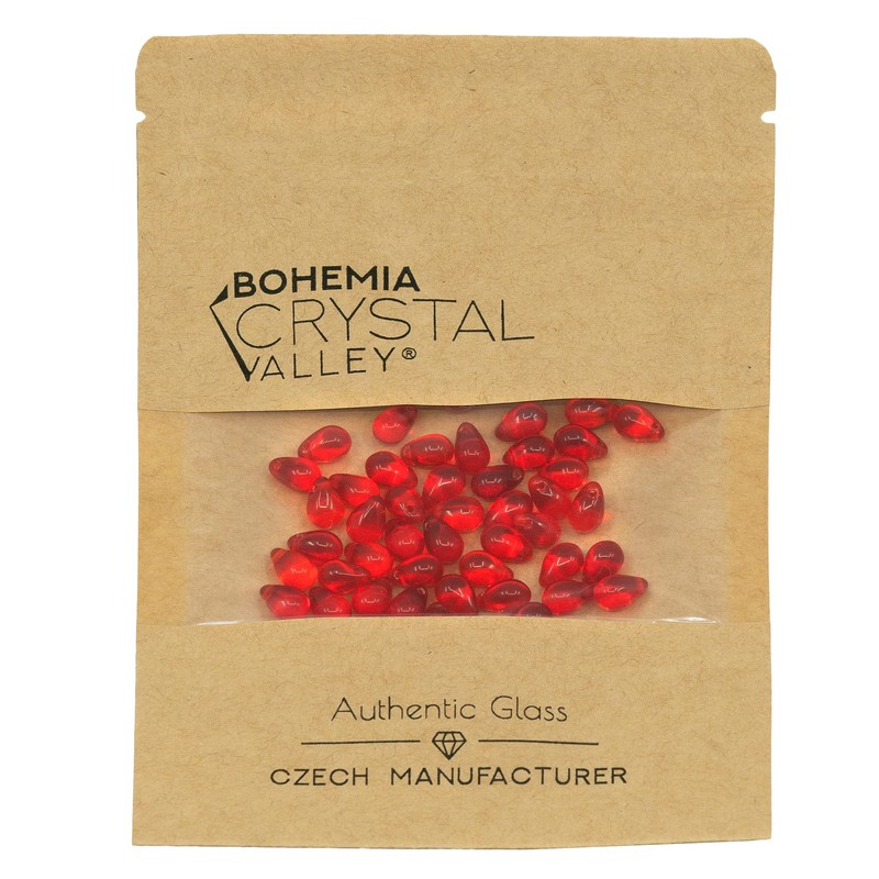 Czech 50-Piece Glass Beads, 6x9mm, Teardrop Siam Red