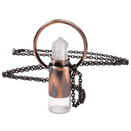 TUMBEELLUWA Rock Crystal Stone Essential Oil Diffuser Pendant Necklace for Aromatherapy Hexagonal Crystal Point Pendant with Chain for Unisex