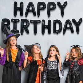 Happy Birthdays Banner Black - GREATRIL Party Decorations for Birthdays/Halloweens/Happy Birthdays Letters (Black)