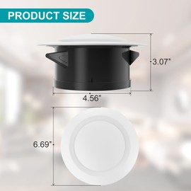 HG Power 5 Inch Soffit Vent, Adjustable Air Vent Cover, ABS Round Ceiling Vent Covers for Living Room, Attic, Bathroom, Kitchen, Ventilation Use, White - Opening Size 4.56", 2 Pack