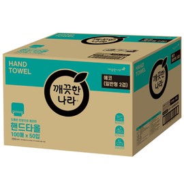 Clean Nara Hand Towel Eco 2-ply 100 sheets, 50 packs / 깨끗한나라 핸드타올 에코 2겹 100매 50입