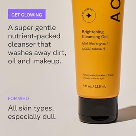 Acure  Limpiador facial iluminador con nutrientes y antioxidantes  Elimina suciedad, grasa y maquillaje, 118 ml                                       