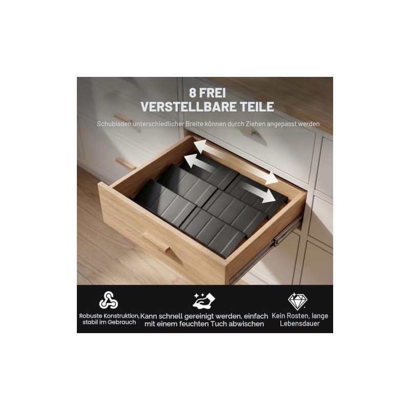 Pack of 8 Spice Rack, Drawer Spice Drawer Insert, Spice