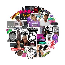 STICKCAMO Pack of 77 Pcs Men Most Famous Singer, Traviss, WRLD, Scott, Juice Rapper Waterproof Vinyl Aesthetic Self-Adhesive Stickers for Waterbottle, Notebooks, Tabs, Laptops, Guitar