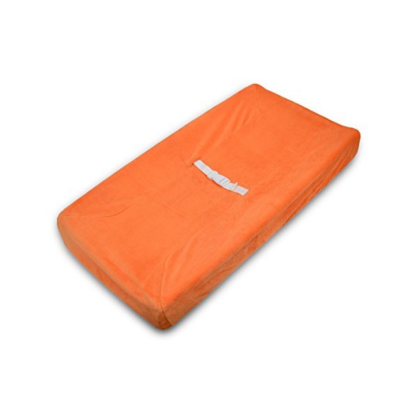 American Baby Company Heavenly Soft Chenille Fitted Contoured Changing Pad Cover, Orange, for Boys and Girls