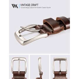 WOLFANT Leather Belt for Men,100% Italian Full Grain Real Solid Leather