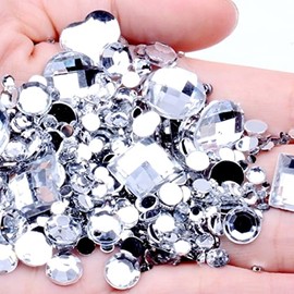 Clear Mix 50x 500x Sparkly Rhinestone Acrylic Resin Flat Back cabochon Assorted AB Mermaid 4mm 8mm 10mm 16mm 20mm 25mm Gem Crystal Teardrop Pear Cabochon Big AB Iridescent Glue on no Hole Silver Back