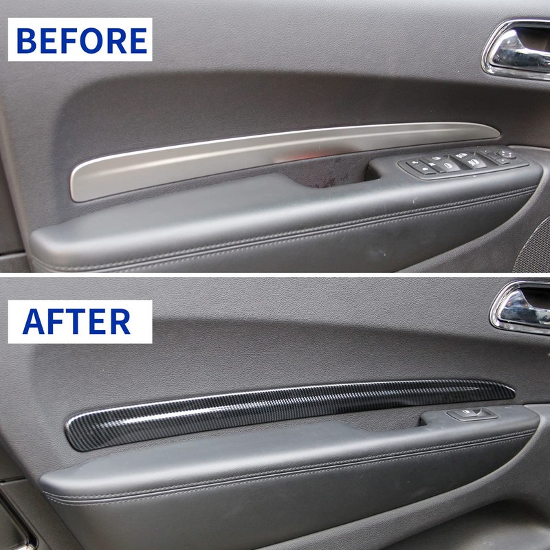 Carbon Fiber 4 Doors Panel Decor Trim Cover for Dodge