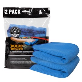 Chemical Guys Waffle Weave Glass and Window Microfiber Towel Blue 2 Pack (24" x 16") - Streak-Free Towel for Glass, Mirrors, and Windows (MIC70802)