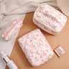 RSRSLEII 3Pcs Large Cotton Quilted Makeup Bag Set, Cute Coquette