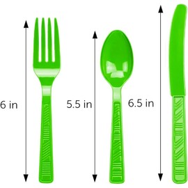 DecorRack 240 Piece Plastic Cutlery Set -BPA Free- Plastic Silverware Combo Utensils for Birthdays, Indoor, Outdoor Events, Parties, Lime Green (Set of 240)