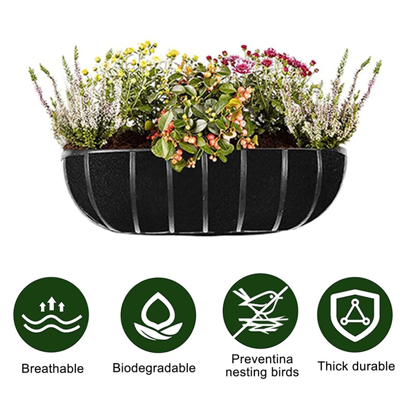 3PCS Planter Basket Liner Felt Fabric Window Box Liner Replacement