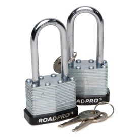 RoadPro RPLS-40L/2 40mm Laminated Steel Padlock with Bumper Guard and 2" Shackle, (Pack of 2)