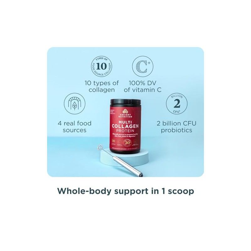 Proteína Polvo Colágeno Probióticos Ancient Nutrition Múltiple Sabor Vitamina Porciones
