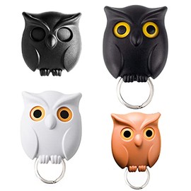 3PCS Owl Key Holder, Cute Night Owl Keyring Holder, Automatic Open Close Eyes Owl Keychain Holder with Magnetic Wall Mounted Creative Key Hanger Holder for Home Office